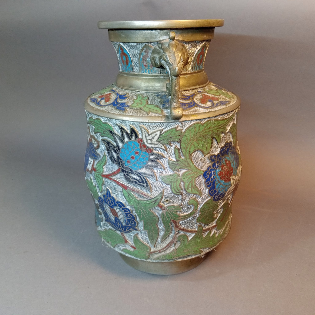Vintage Metal & Champleve Vase - image 6 of 11