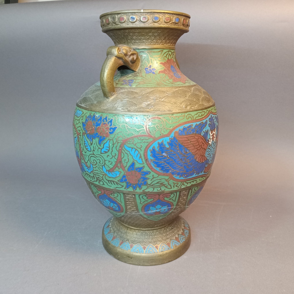 Vintage Brass & Cloisonne Vase - image 7 of 9