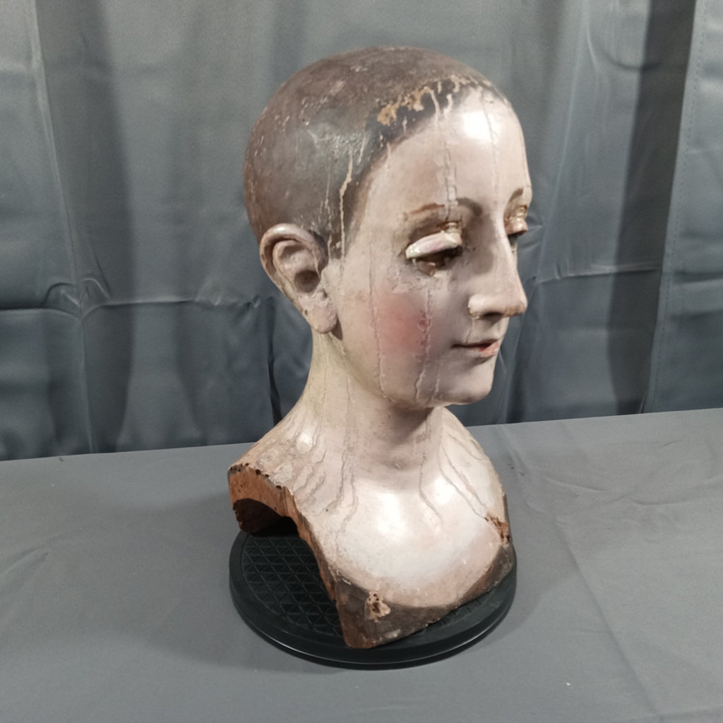 Antique Wood Carved Head / Mannequin Bust - image 2 of 17