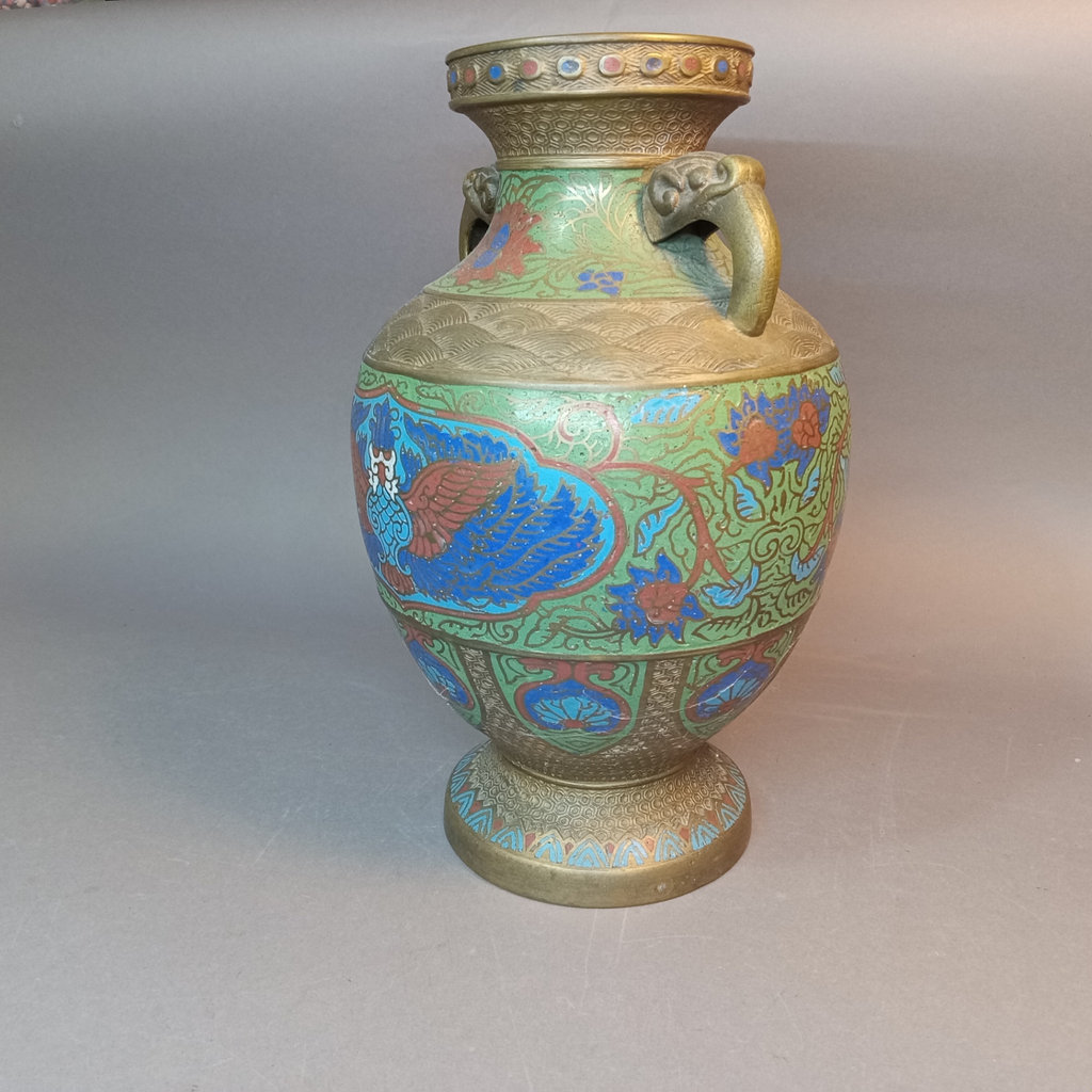 Vintage Brass & Cloisonne Vase - image 8 of 9