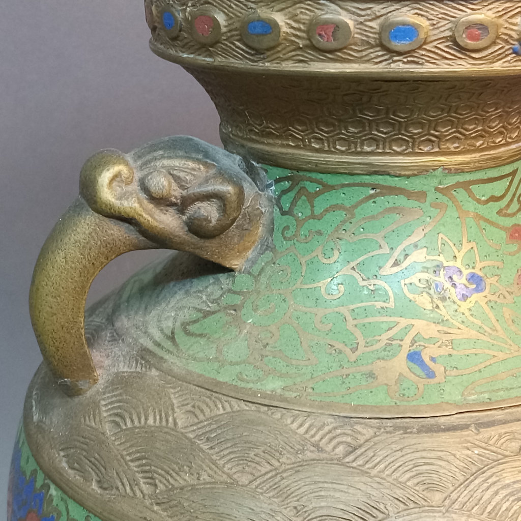 Vintage Brass & Cloisonne Vase - image 3 of 9