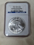 2007 American Silver Eagle $1 Coin NGC Early Releases Gem Uncirculated - thumbnail 1 of 4
