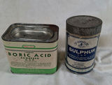 Vintage Boric Acid and Sulphur Metal Tins - thumbnail 1 of 6