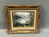 Signed Landscape Lake Oil Painting  - thumbnail 1 of 5