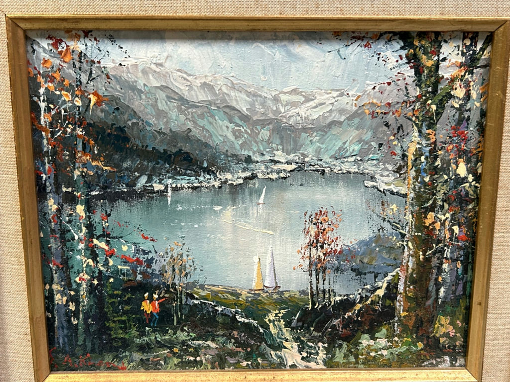 Signed Landscape Lake Oil Painting - image 5 of 5