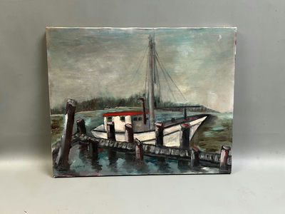 Harborscape Oil Painting - Image 1 of 4