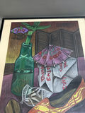 Asian Theme Unusual Pastel Drawing Signed  - thumbnail 3 of 5