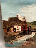 Signed Landscape Waterwheel Oil Painting - thumbnail 3 of 5