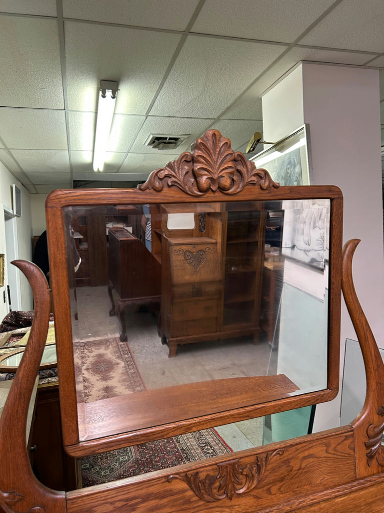 Antique 4 Drawer Dresser Tilt Mirror  - image 4 of 9