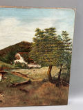 Signed Landscape Waterwheel Oil Painting - thumbnail 4 of 5