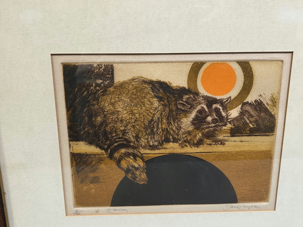 Signed John Coughlin Racoon Etching  - image 5 of 6