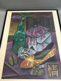 Asian Theme Unusual Pastel Drawing Signed  - thumbnail 2 of 5
