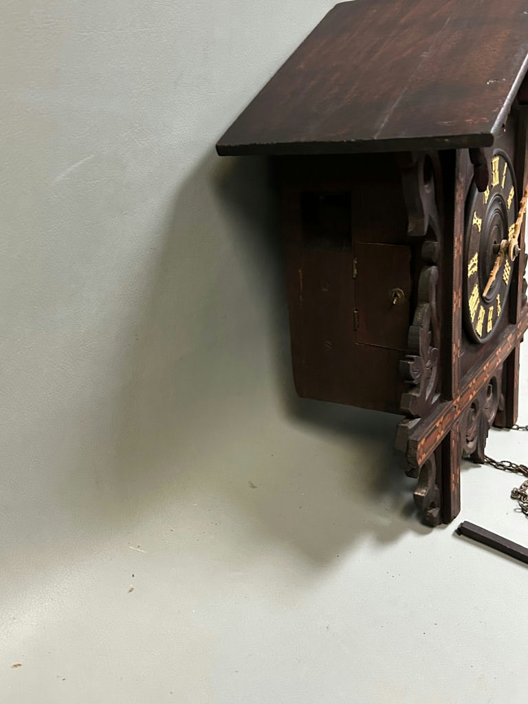 1900s German Railroad Inlaid Cuckoo Clock - image 6 of 9