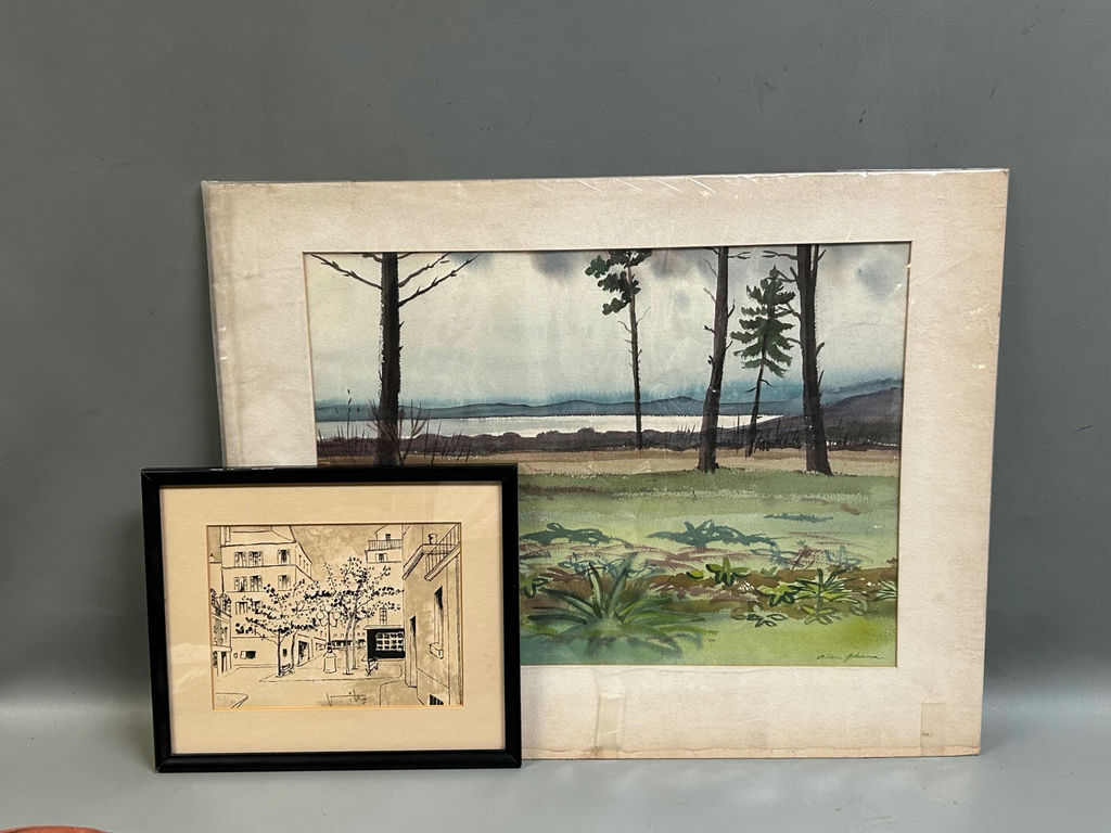 Signed Watercolor Pen & Ink Art - image 1 of 6