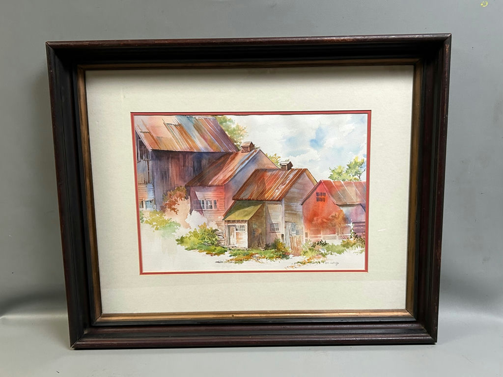 Signed Rustic Homes Watercolor  - image 1 of 6