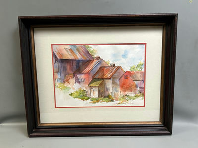 Signed Rustic Homes Watercolor - Image 1 of 6
