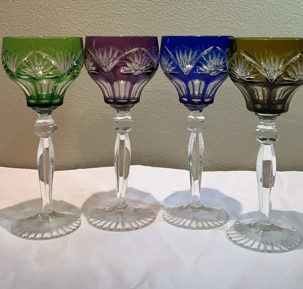 Set of Colored Crystal Stemware Glasses - image 5 of 7