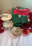 Fostoria Wineglasses, Christmas Dishes And Linens - thumbnail 1 of 13