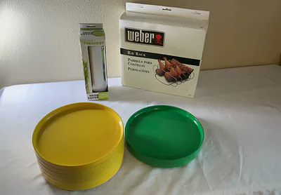 Heller Plastic Trays, Weber Rib Rack, and Herb Saver Container - Image 1 of 9