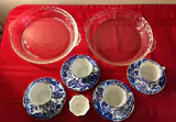 English Cups and Saucers & Pyrex Pie Dishes - thumbnail 1 of 12