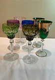 Set of Colored Crystal Stemware Glasses - thumbnail 1 of 7