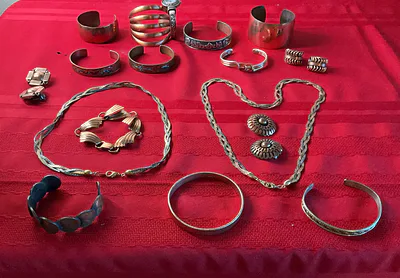 Assorted Vintage Metal Bracelets and Necklaces - Image 1 of 13