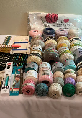 Crochet Hooks and Assorted Crochet Thread Yarn Lot - Image 1 of 5