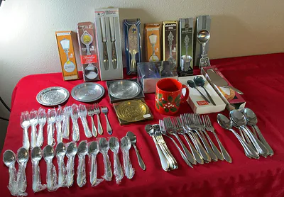 Mixed German Flatware and Pewter Serving Items - Image 1 of 19
