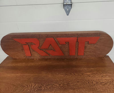 Carved Wood Ratt Sign (80's Rock Band) - Image 1 of 9