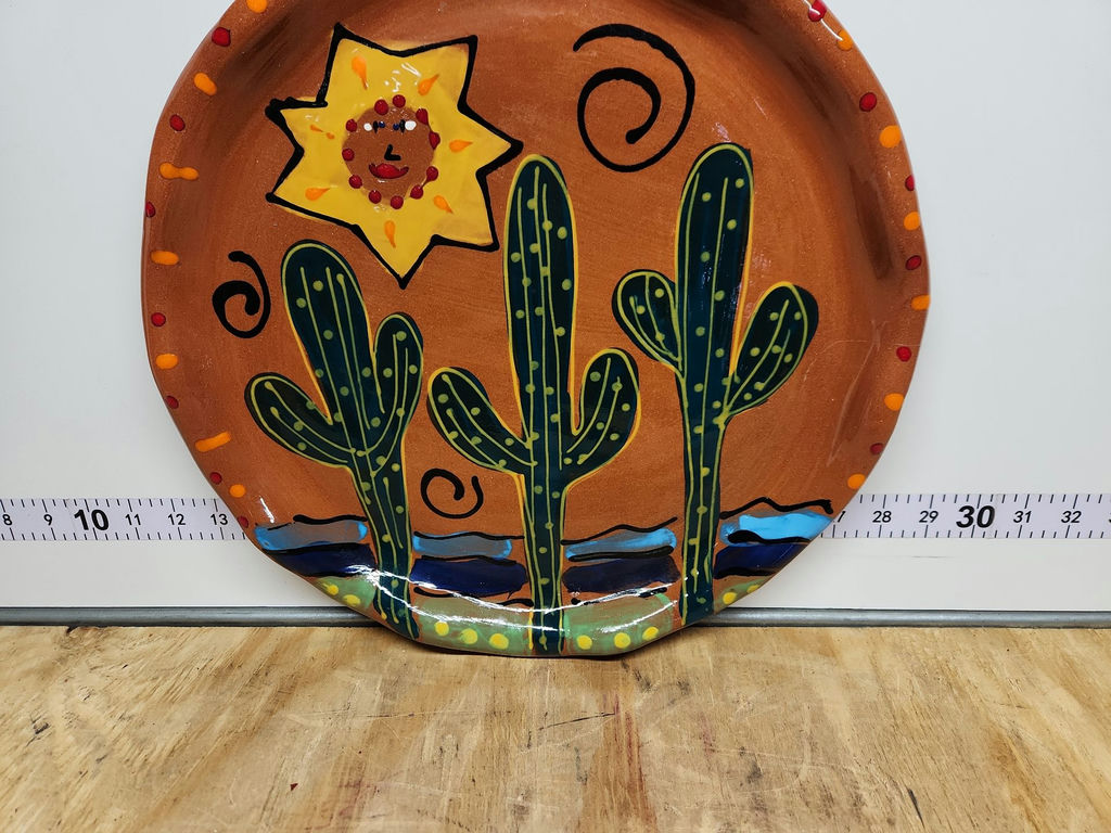 Sonja Templeton Hand Painted Redware Platter - image 3 of 9