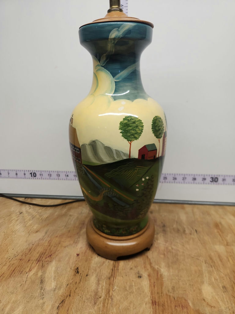 Hand Painted County Scene Lamp - image 3 of 16
