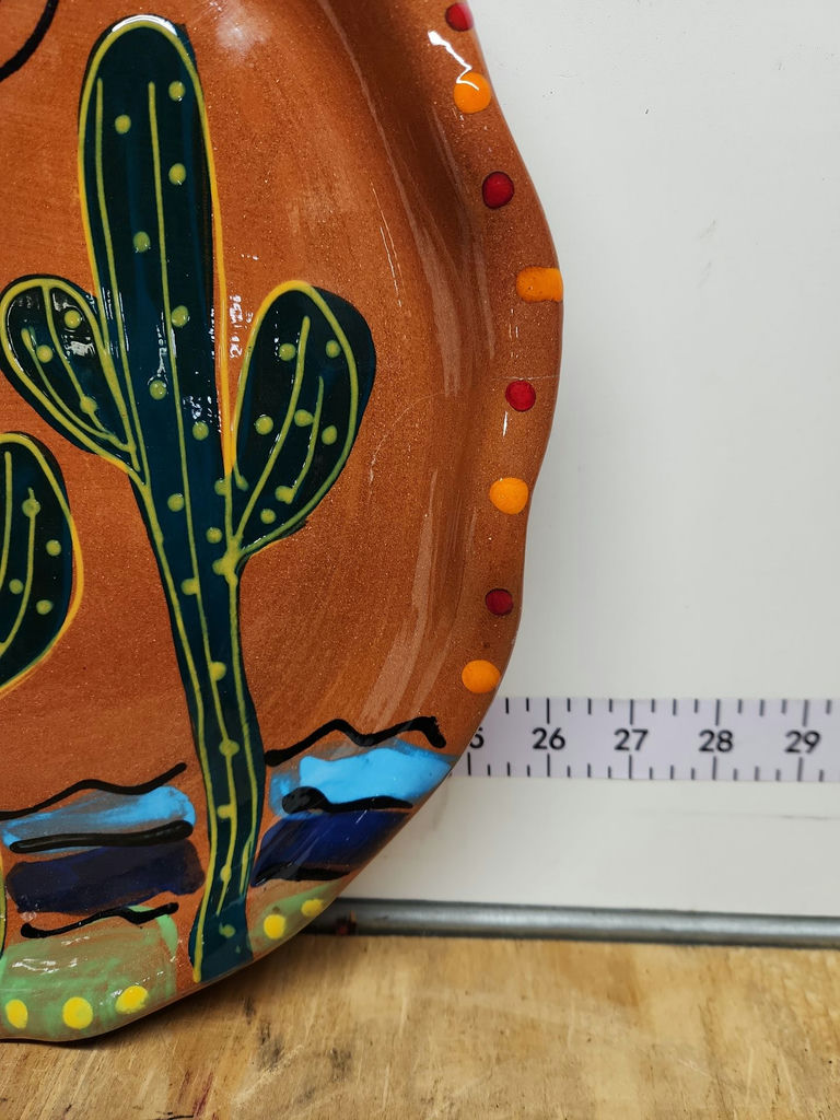 Sonja Templeton Hand Painted Redware Platter - image 8 of 9