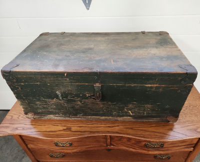Vintage Dovetailed Wooden Military Footlocker - Image 1 of 10
