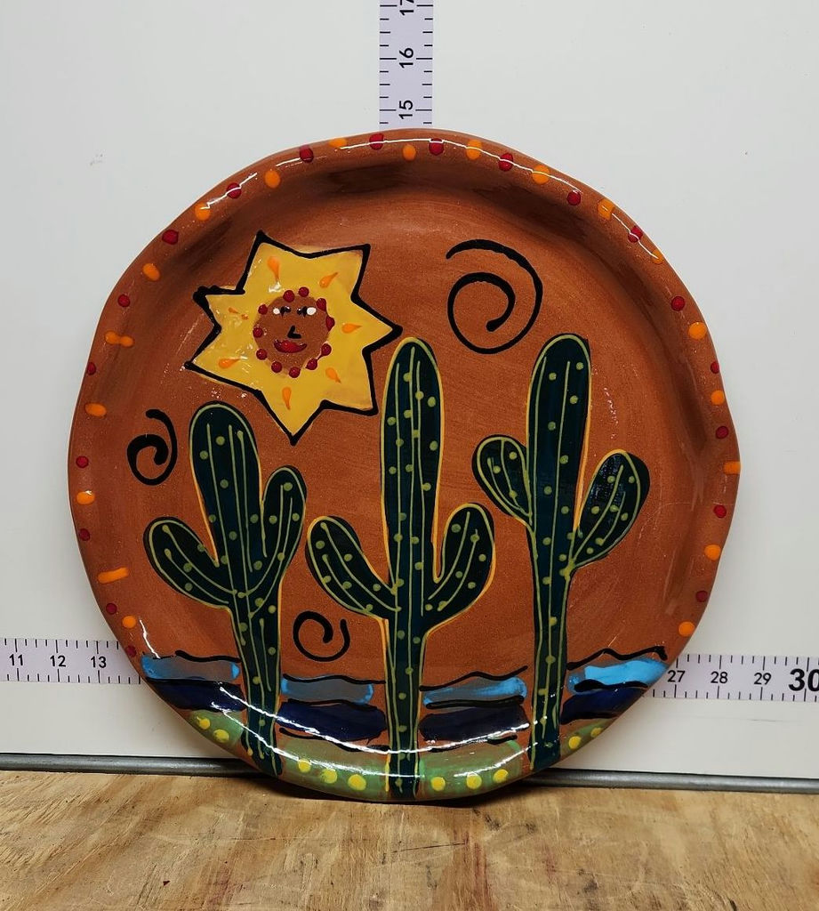 Sonja Templeton Hand Painted Redware Platter - image 1 of 9