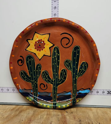Sonja Templeton Hand Painted Redware Platter - Image 1 of 9
