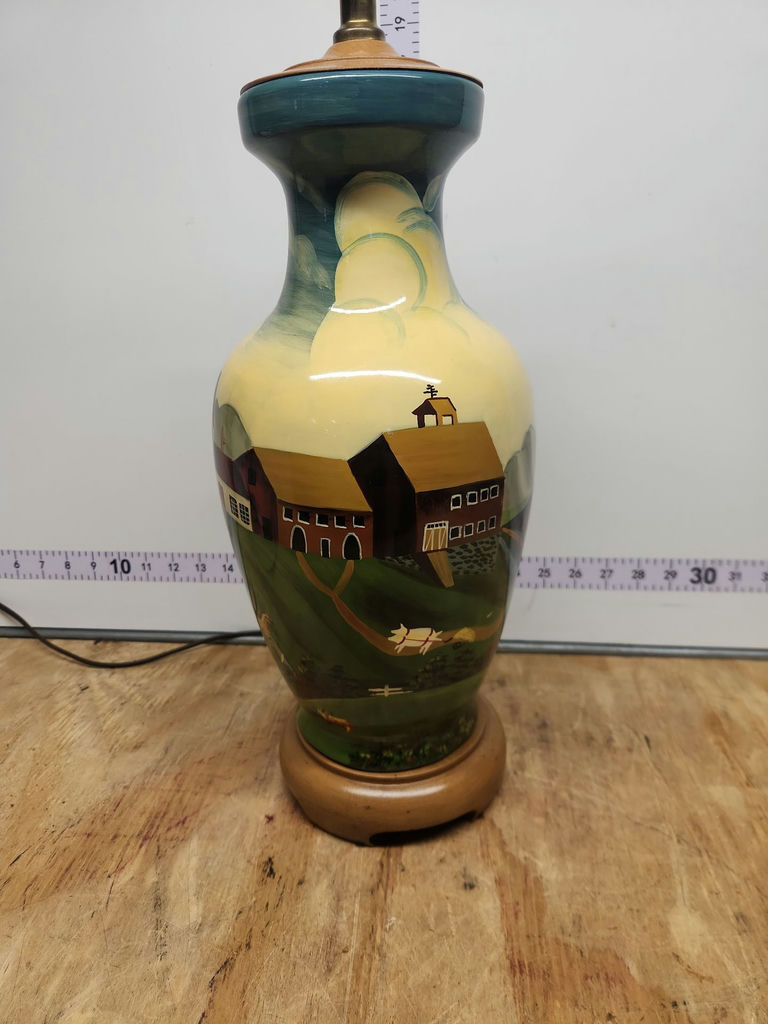Hand Painted County Scene Lamp - image 2 of 16