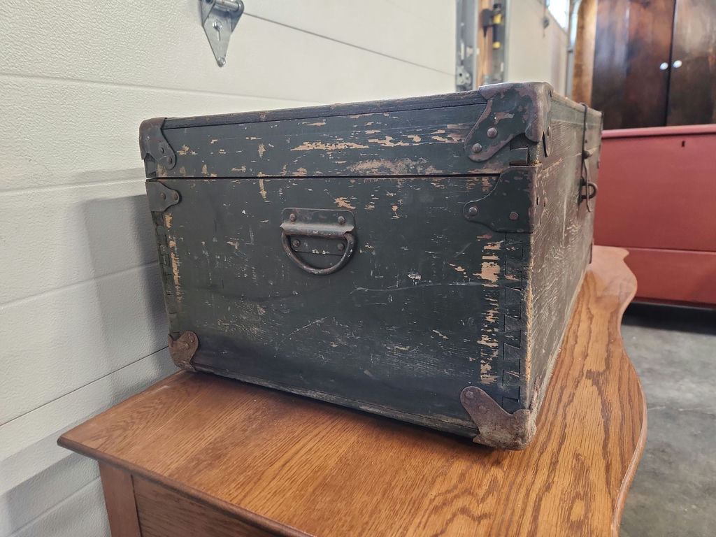 Vintage Dovetailed Wooden Military Footlocker - image 5 of 10