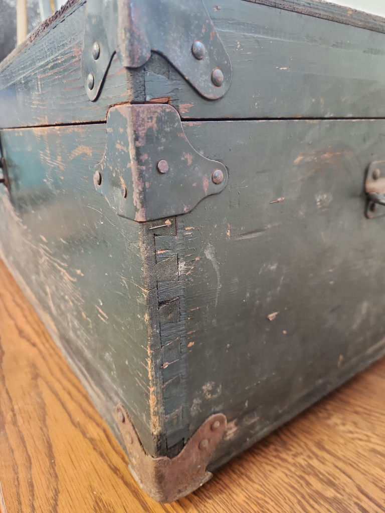 Vintage Dovetailed Wooden Military Footlocker - image 3 of 10