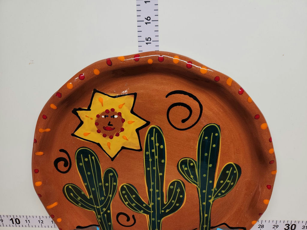 Sonja Templeton Hand Painted Redware Platter - image 2 of 9