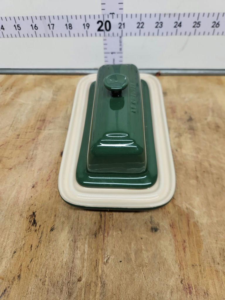 Le Creuset Dark Green & Cream Colored Butter Dish - image 2 of 7