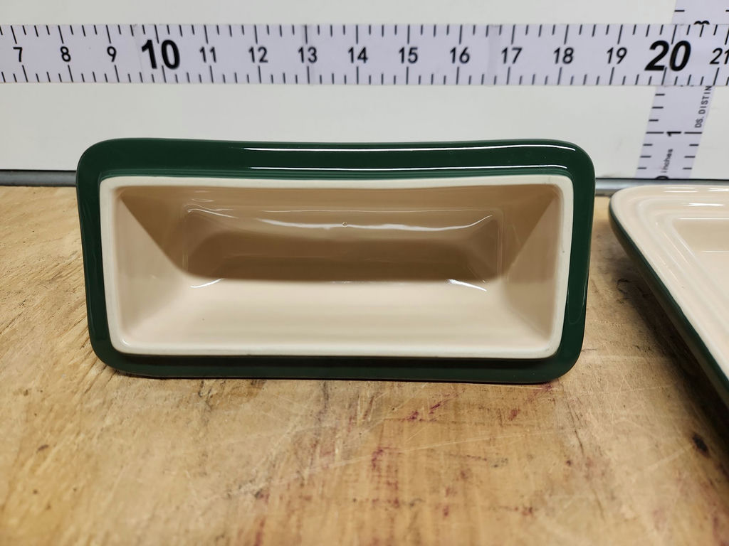 Le Creuset Dark Green & Cream Colored Butter Dish - image 5 of 7