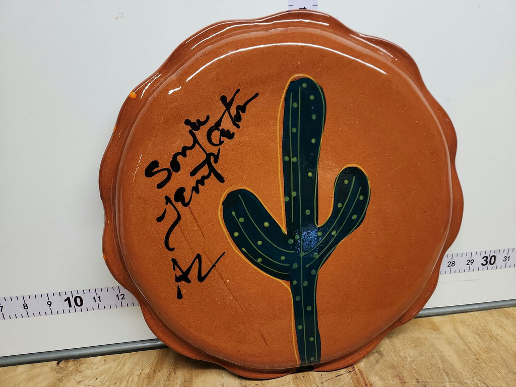 Sonja Templeton Hand Painted Redware Platter - image 5 of 9
