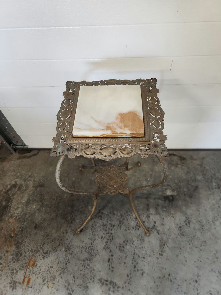 Victorian Marble & Iron Plant Stand - image 2 of 9
