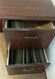 Dark Wood Office Desk with Center Keyboard Tray and Dual Pedestal Drawers - thumbnail 5 of 8