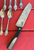 Vintage porcelain plates with floral rims, metal serving trays, egg tray, and ornate flatware set - thumbnail 13 of 13