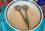 Large Ceramic Bowl, Cobalt Glassware, Pewter Serving Spoons - thumbnail 2 of 8