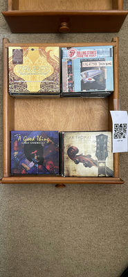 Wooden CD rack with music CDs - Image 1 of 1