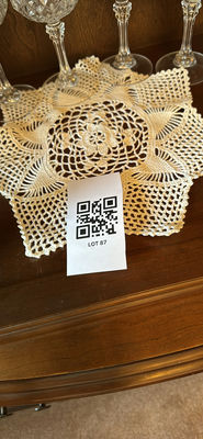 Crystal glassware collection with crocheted doilies - Image 1 of 10
