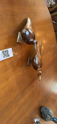 Set of hand-carved wooden bird figurines - Image 1 of 4