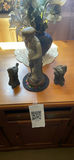 Decorative figurine set: standing man with baby and two bird statues - thumbnail 2 of 4